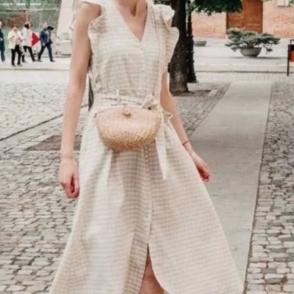 Zara linen checkered dress